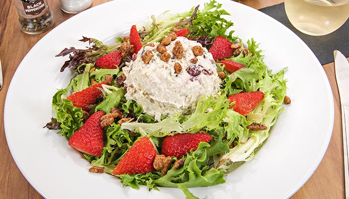 Strawberry Pecan Chicken Salad from Deckhand Social in Panama Beach Florida.